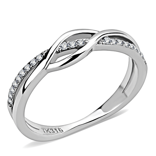 Picture of DA157 - Stainless Steel Ring High polished (no plating) Women AAA Grade CZ Clear