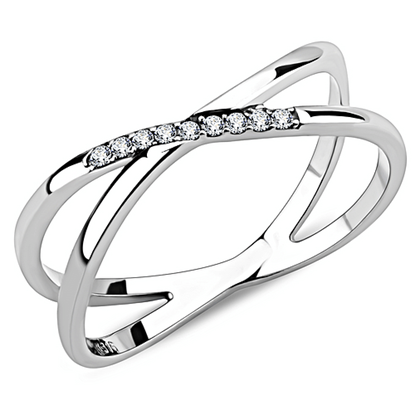 Picture of DA158 - Stainless Steel Ring High polished (no plating) Women AAA Grade CZ Clear