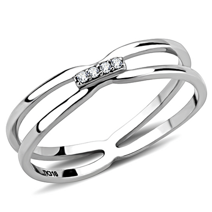 Picture of DA160 - Stainless Steel Ring High polished (no plating) Women AAA Grade CZ Clear