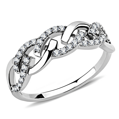 Picture of DA163 - Stainless Steel Ring High polished (no plating) Women AAA Grade CZ Clear