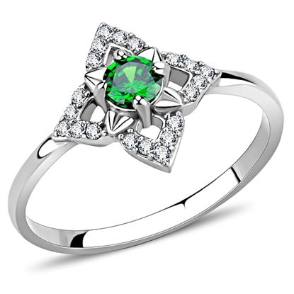 Picture of DA168 - Stainless Steel Ring High polished (no plating) Women AAA Grade CZ Emerald