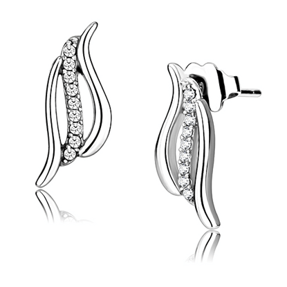 Picture of DA175 - Stainless Steel Earrings High polished (no plating) Women AAA Grade CZ Clear