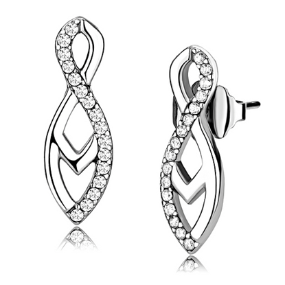 Picture of DA176 - Stainless Steel Earrings High polished (no plating) Women AAA Grade CZ Clear