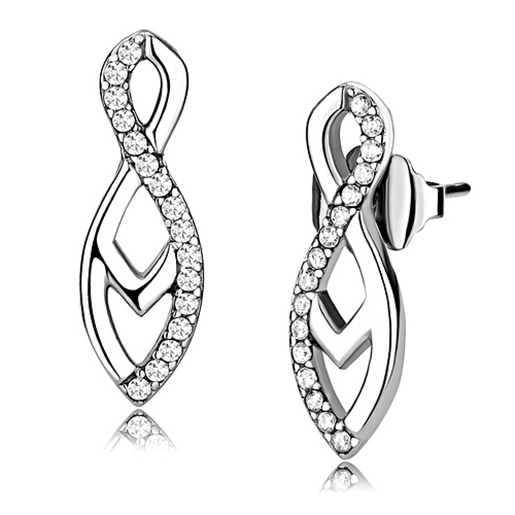 Picture of DA176 - Stainless Steel Earrings High polished (no plating) Women AAA Grade CZ Clear