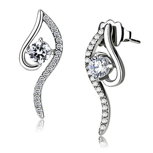 Picture of DA177 - Stainless Steel Earrings High polished (no plating) Women AAA Grade CZ Clear