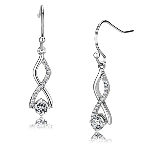 Picture of DA181 - Stainless Steel Earrings High polished (no plating) Women AAA Grade CZ Clear