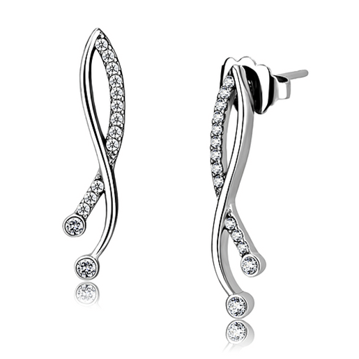 Picture of DA184 - Stainless Steel Earrings High polished (no plating) Women AAA Grade CZ Clear