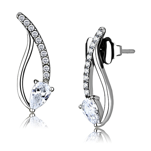 Picture of DA185 - Stainless Steel Earrings High polished (no plating) Women AAA Grade CZ Clear