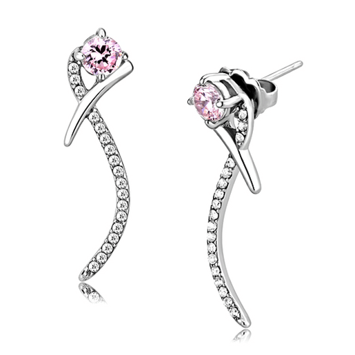 Picture of DA188 - Stainless Steel Earrings High polished (no plating) Women AAA Grade CZ Rose