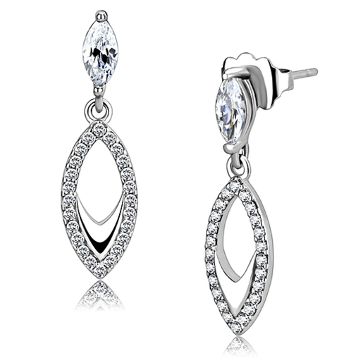 Picture of DA189 - Stainless Steel Earrings High polished (no plating) Women AAA Grade CZ Clear