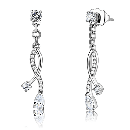 Picture of DA190 - Stainless Steel Earrings High polished (no plating) Women AAA Grade CZ Clear