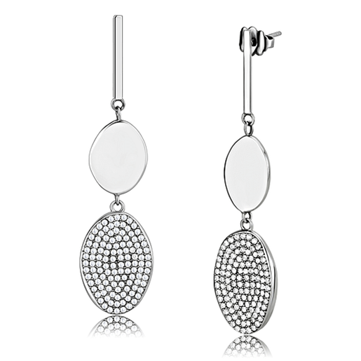 Picture of DA193 - Stainless Steel Earrings High polished (no plating) Women AAA Grade CZ Clear