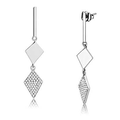 Picture of DA194 - Stainless Steel Earrings High polished (no plating) Women AAA Grade CZ Clear