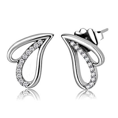 Picture of DA195 - Stainless Steel Earrings High polished (no plating) Women AAA Grade CZ Clear