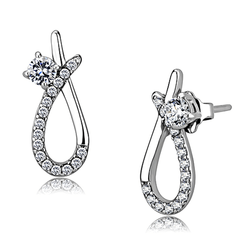 Picture of DA196 - Stainless Steel Earrings High polished (no plating) Women AAA Grade CZ Clear