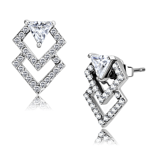 Picture of DA198 - Stainless Steel Earrings High polished (no plating) Women AAA Grade CZ Clear