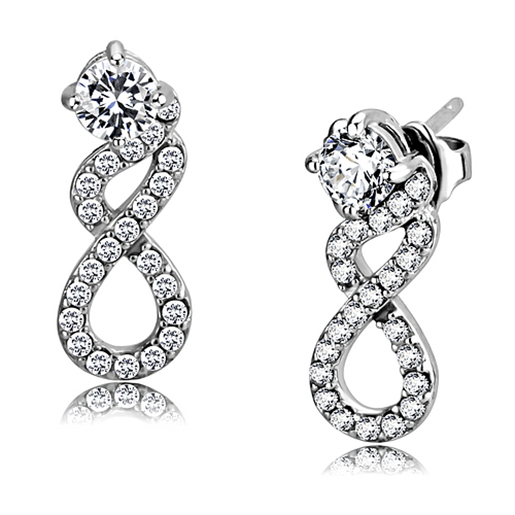 Picture of DA203 - Stainless Steel Earrings High polished (no plating) Women AAA Grade CZ Clear