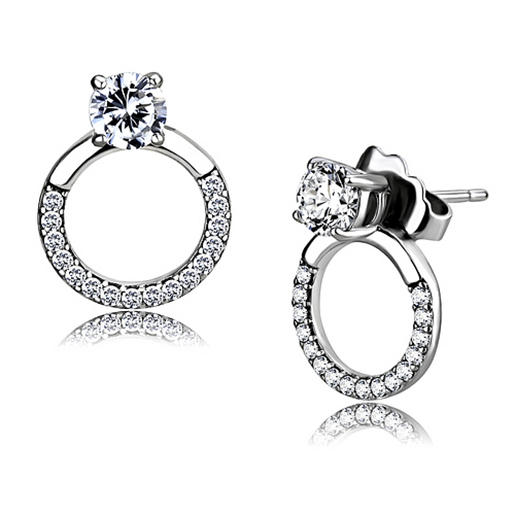 Picture of DA208 - Stainless Steel Earrings High polished (no plating) Women AAA Grade CZ Clear