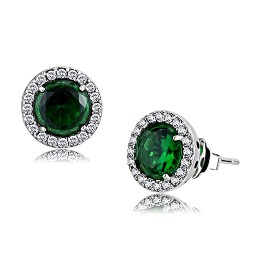 Picture of DA211 - Stainless Steel Earrings High polished (no plating) Women Synthetic Emerald