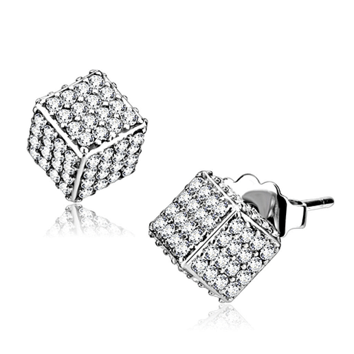 Picture of DA213 - Stainless Steel Earrings High polished (no plating) Women AAA Grade CZ Clear