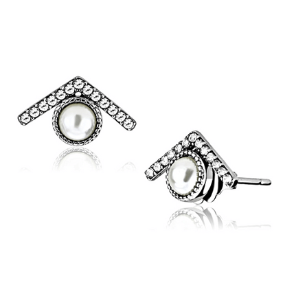 Picture of DA216 - Stainless Steel Earrings High polished (no plating) Women Synthetic White