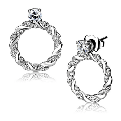 Picture of DA217 - Stainless Steel Earrings High polished (no plating) Women AAA Grade CZ Clear