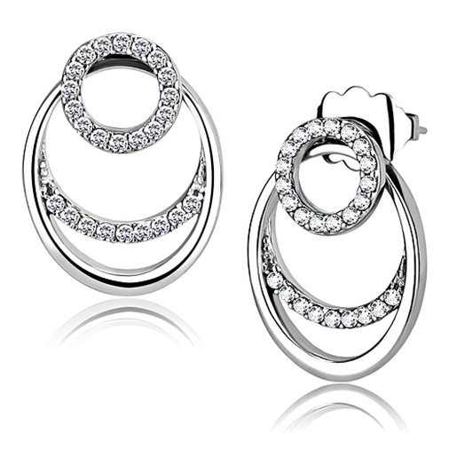 Picture of DA219 - Stainless Steel Earrings High polished (no plating) Women AAA Grade CZ Clear