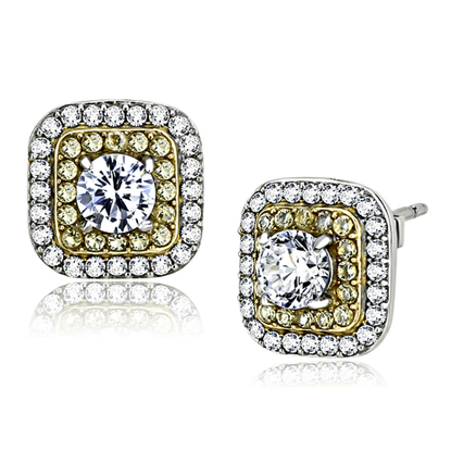 Picture of DA220 - Stainless Steel Earrings Two-Tone IP Gold (Ion Plating) Women AAA Grade CZ Clear