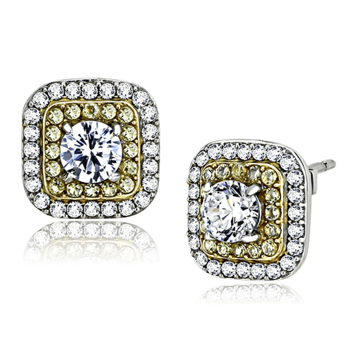 Picture of DA220 - Stainless Steel Earrings Two-Tone IP Gold (Ion Plating) Women AAA Grade CZ Clear