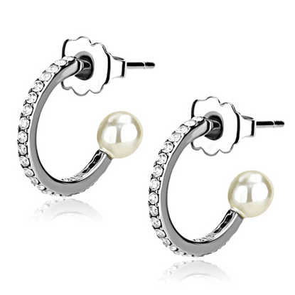 Picture of DA224 - Stainless Steel Earrings High polished (no plating) Women Synthetic White