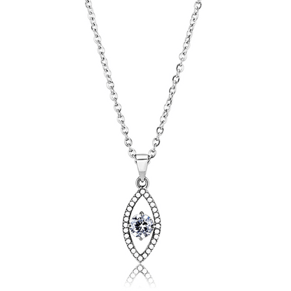 Picture of DA228 - Stainless Steel Chain Pendant High polished (no plating) Women AAA Grade CZ Clear