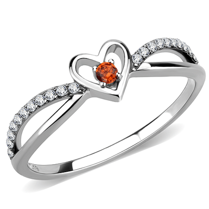 Picture of DA235 - Stainless Steel Ring High polished (no plating) Women AAA Grade CZ Orange