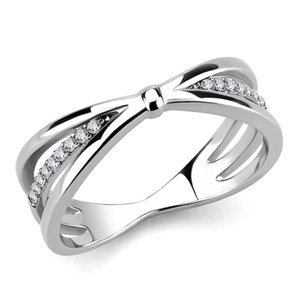 Picture of DA239 - Stainless Steel Ring High polished (no plating) Women AAA Grade CZ Clear