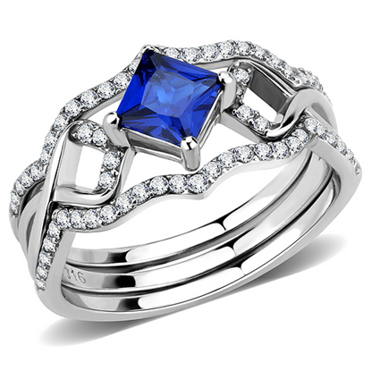 Picture of DA272 - Stainless Steel Ring High polished (no plating) Women Synthetic London Blue