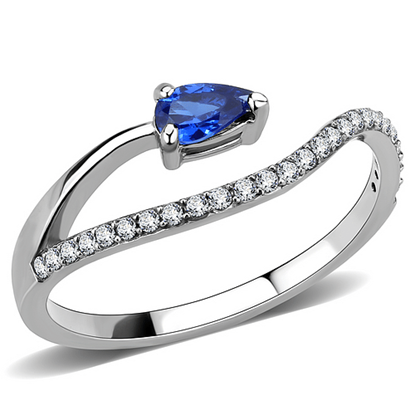 Picture of DA273 - Stainless Steel Ring High polished (no plating) Women Synthetic London Blue