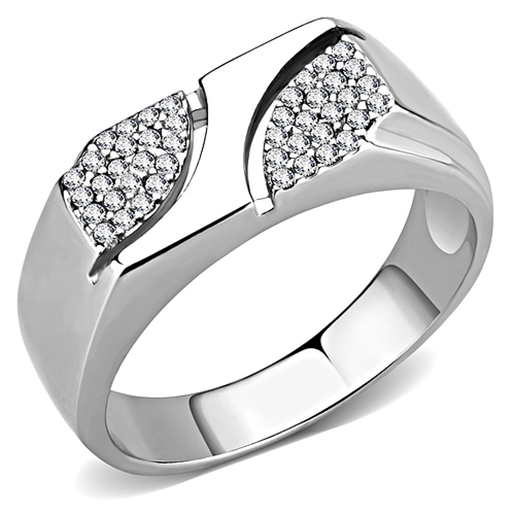 Picture of DA280 - Stainless Steel Ring High polished (no plating) Men AAA Grade CZ Clear