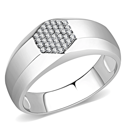 Picture of DA281 - Stainless Steel Ring High polished (no plating) Men AAA Grade CZ Clear