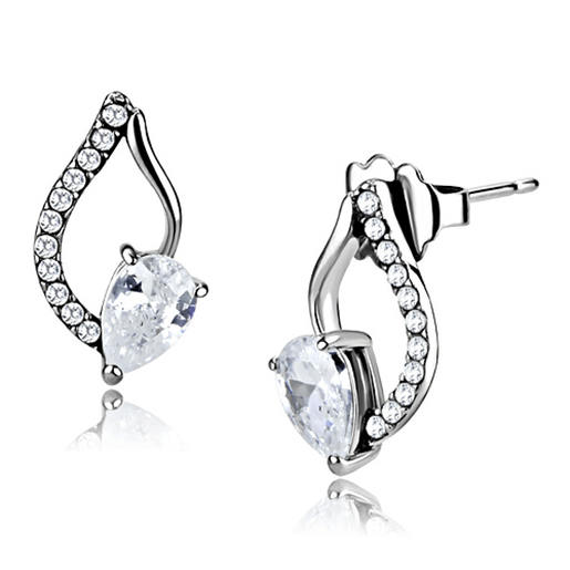 Picture of DA290 - Stainless Steel Earrings High polished (no plating) Women AAA Grade CZ Clear