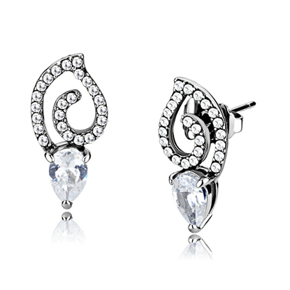 Picture of DA291 - Stainless Steel Earrings High polished (no plating) Women AAA Grade CZ Clear