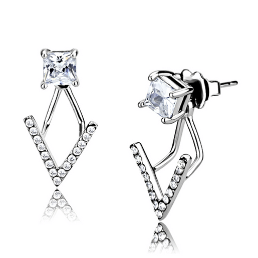 Picture of DA292 - Stainless Steel Earrings High polished (no plating) Women AAA Grade CZ Clear