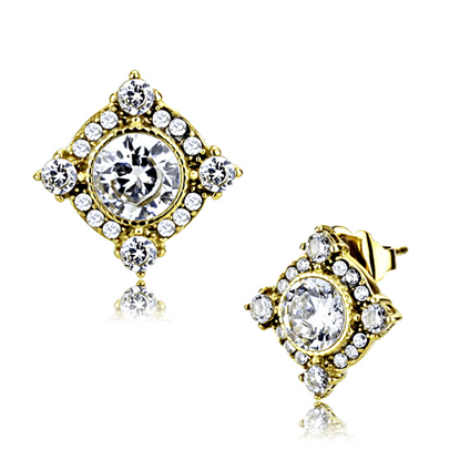 Picture of DA293 - Stainless Steel Earrings IP Gold(Ion Plating) Women AAA Grade CZ Clear