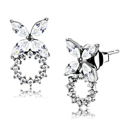 Picture of DA296 - Stainless Steel Earrings High polished (no plating) Women AAA Grade CZ Clear