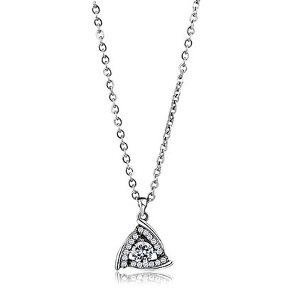 Picture of DA301 - Stainless Steel Chain Pendant High polished (no plating) Women AAA Grade CZ Clear