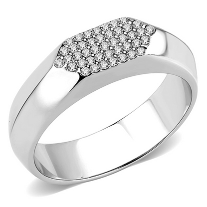 Picture of DA302 - Stainless Steel Ring No Plating Men AAA Grade CZ Clear