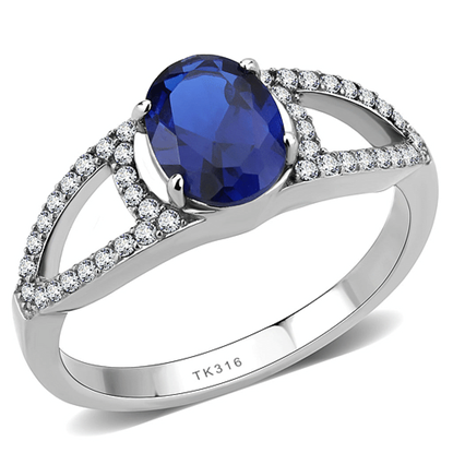 Picture of DA306 - Stainless Steel Ring No Plating Women Synthetic London Blue