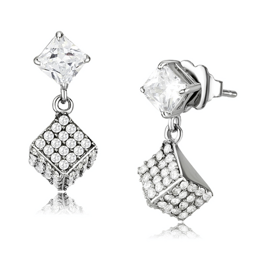 Picture of DA332 - Stainless Steel Earrings No Plating Women AAA Grade CZ Clear