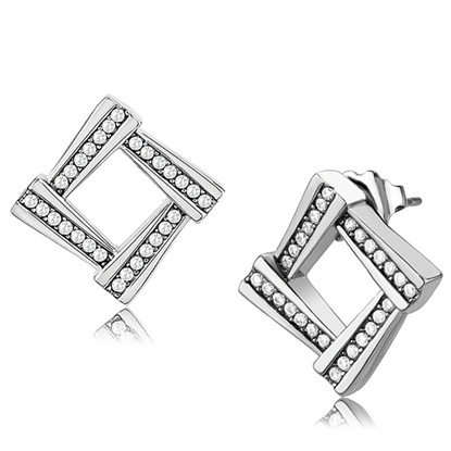 Picture of DA333 - Stainless Steel Earrings No Plating Women AAA Grade CZ Clear