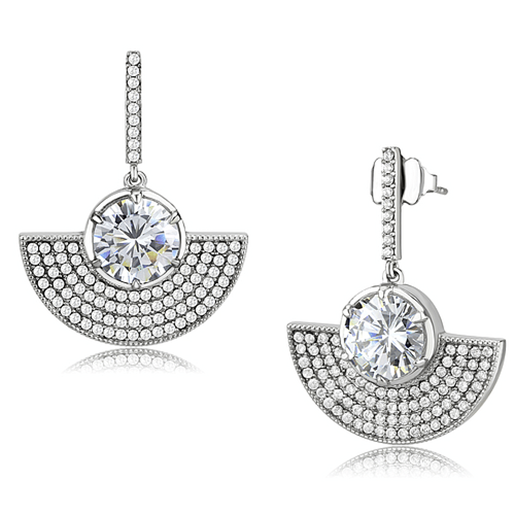 Picture of DA334 - Stainless Steel Earrings No Plating Women AAA Grade CZ Clear