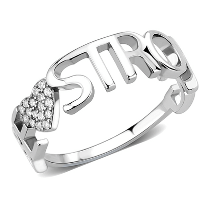 Picture of DA356 - Stainless Steel Ring High polished (no plating) Women AAA Grade CZ Clear