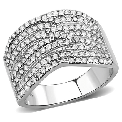 Picture of DA362 - Stainless Steel Ring High polished (no plating) Women AAA Grade CZ Clear